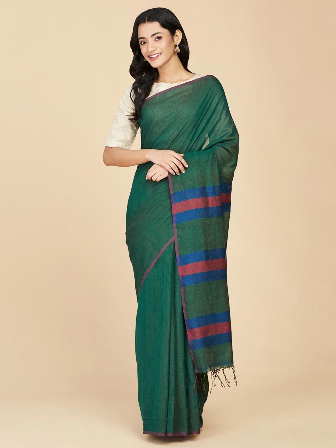 fabindia solid saree with blouse piece