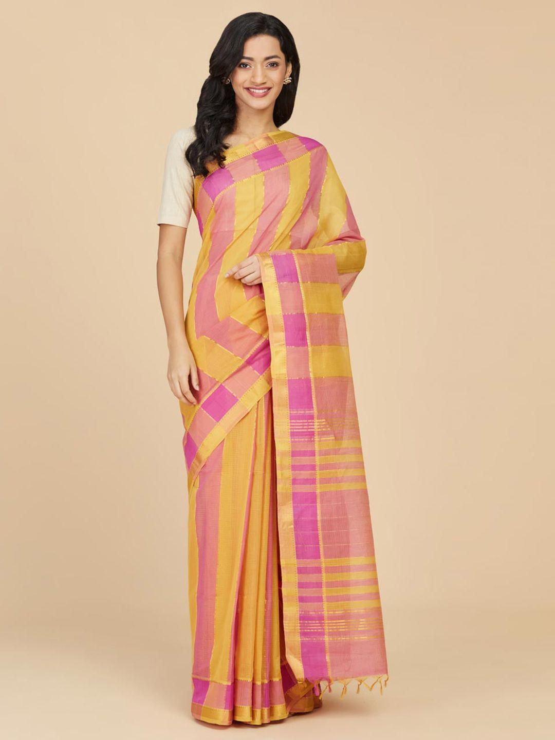 fabindia striped pure cotton saree