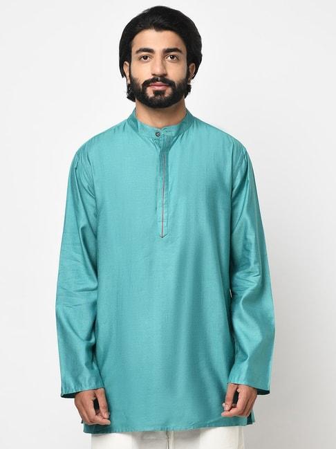 fabindia turquoise comfort fit short kurta