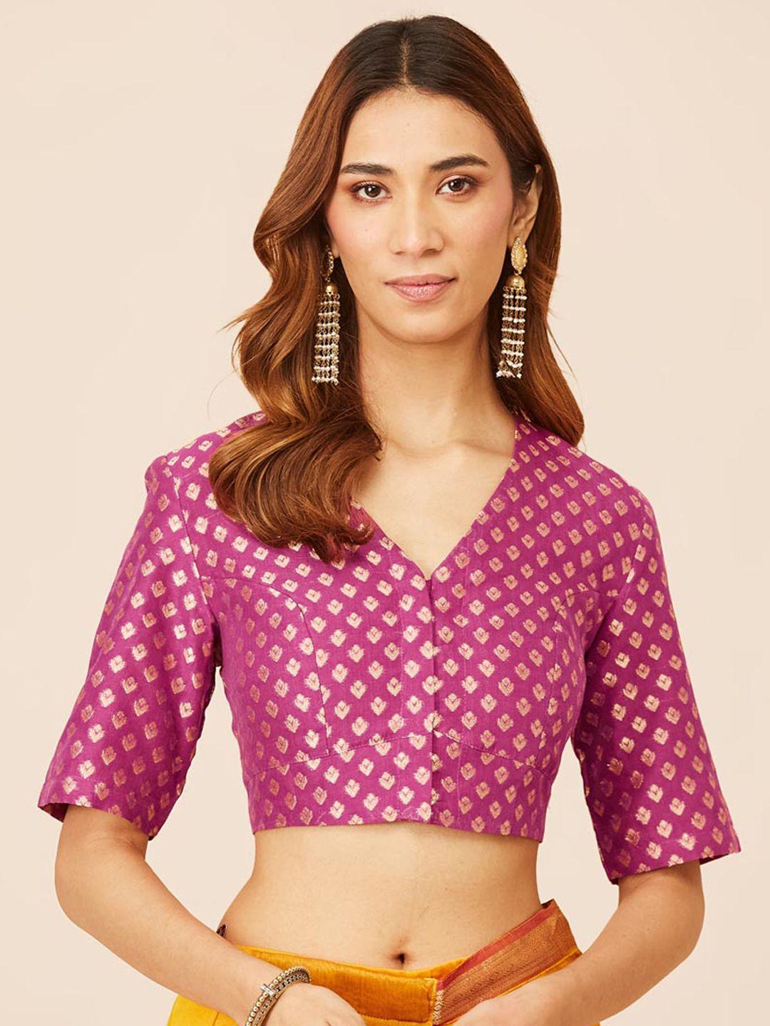 fabindia woven design cotton silk saree blouse