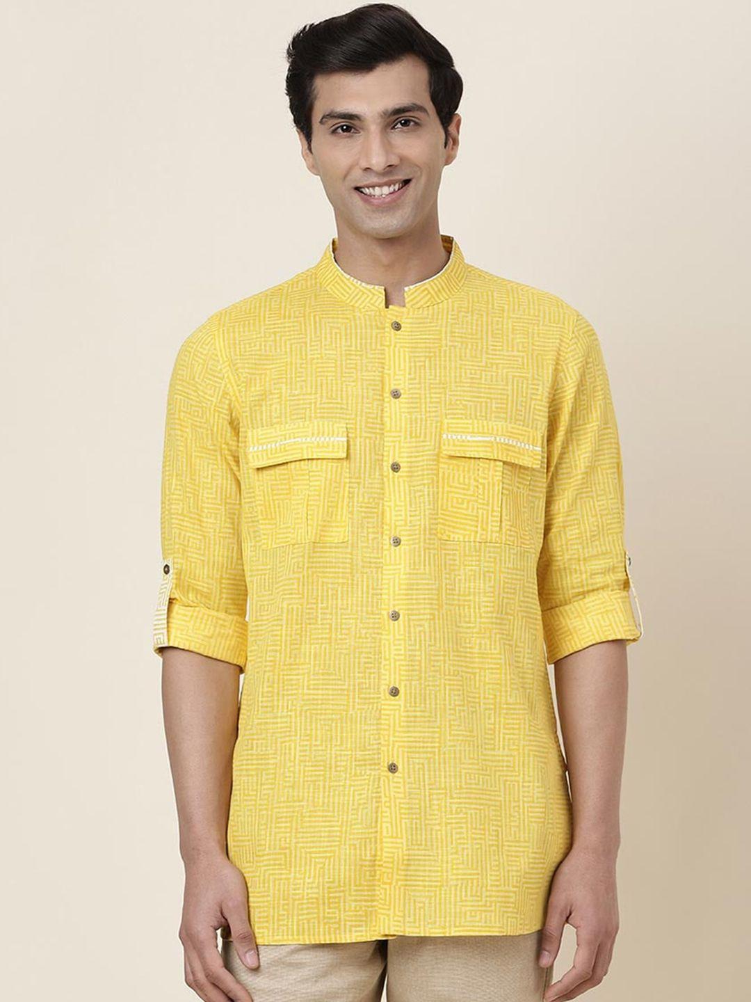 fabindia abstract printed cotton pathani kurta