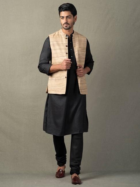 fabindia beige comfort fit nehru jacket