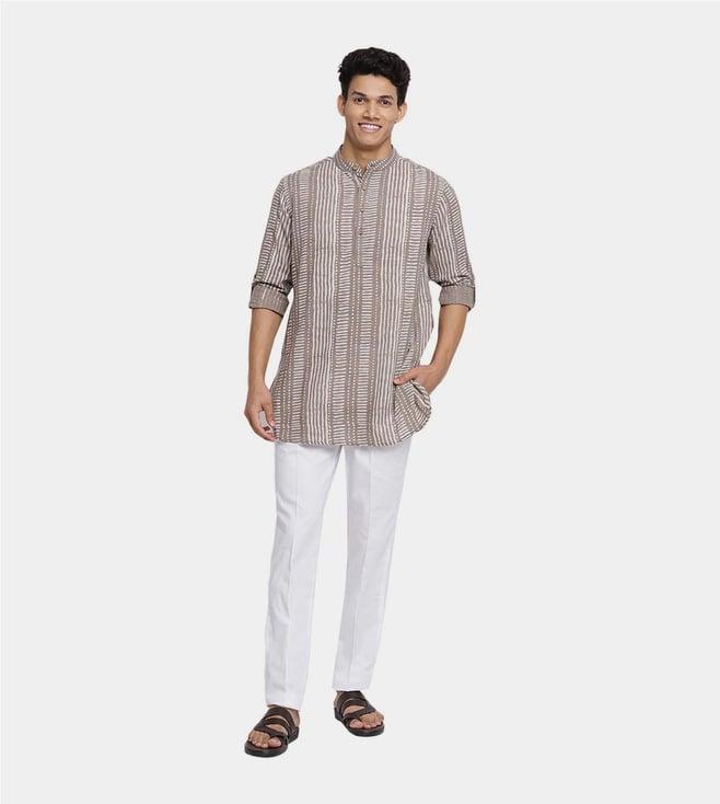 fabindia beige cotton printed kurta with trouser