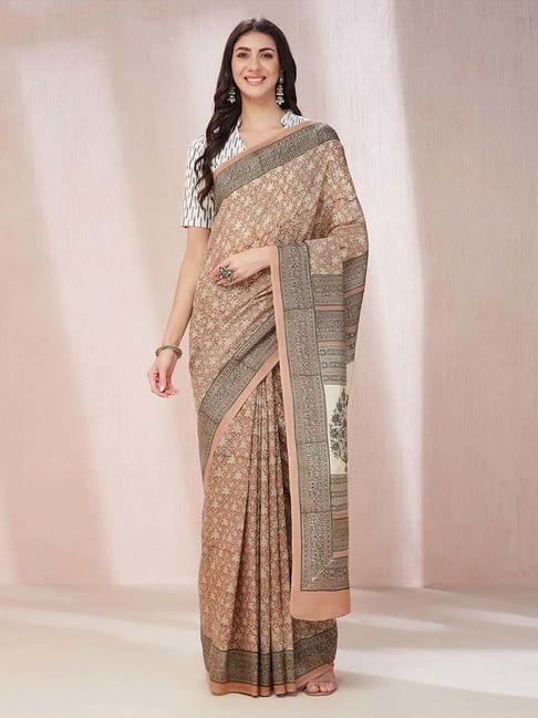 fabindia beige printed saree