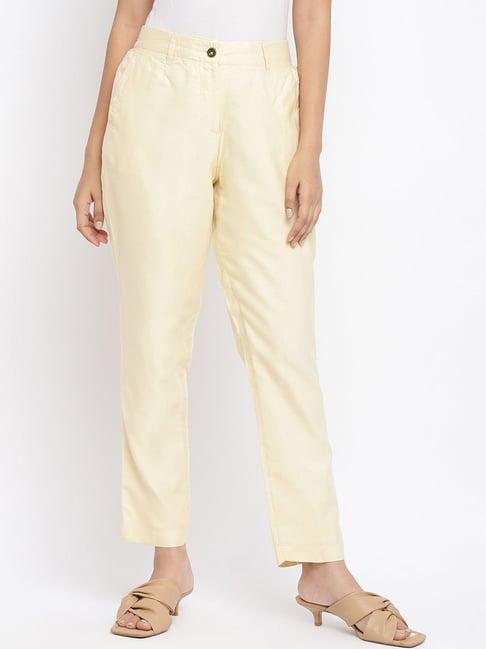 fabindia beige regular fit pants