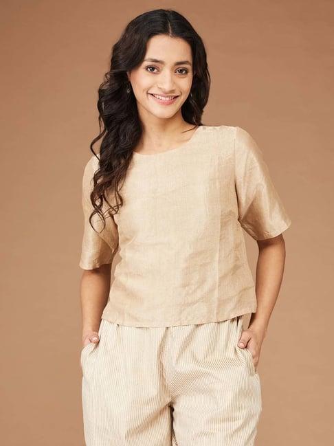 fabindia beige regular fit top