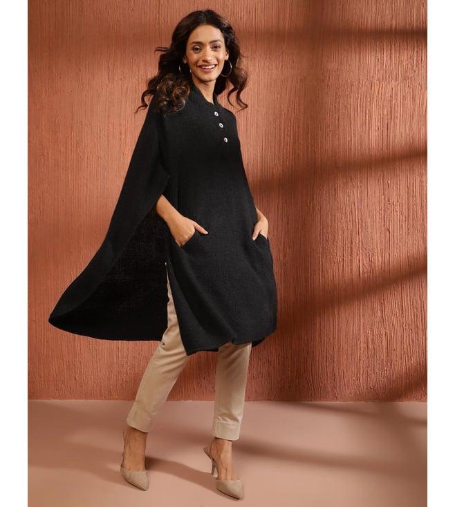 fabindia black acrylic, nylon woven shrug