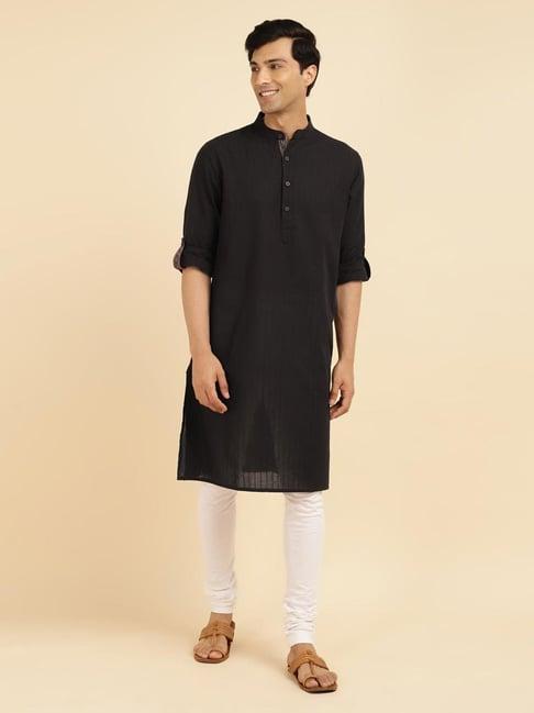 fabindia black comfort fit striped kurta