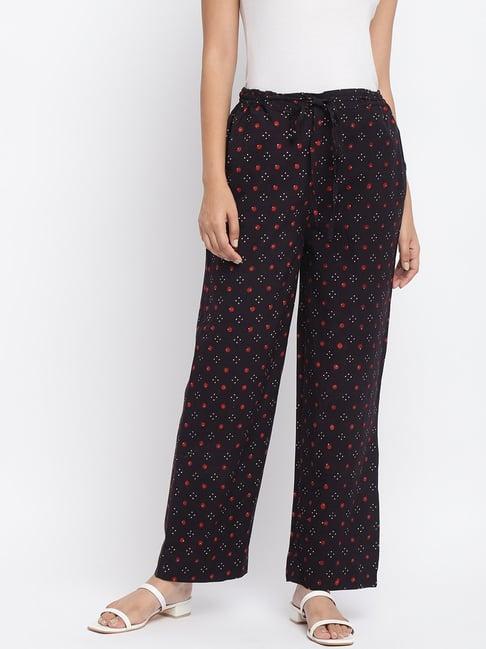 fabindia black cotton printed pants