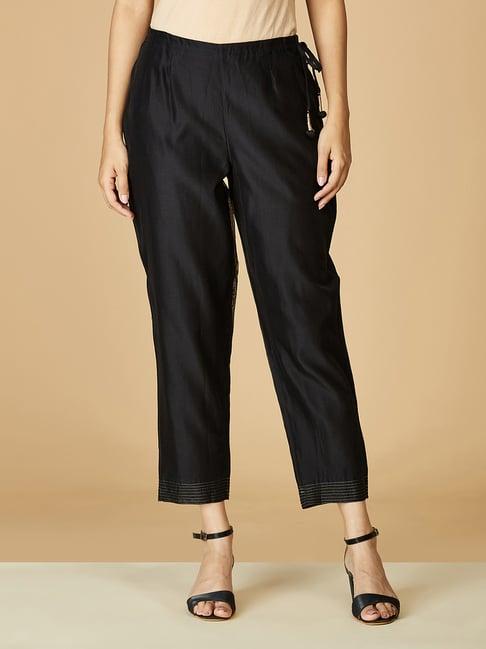 fabindia black mid rise pants