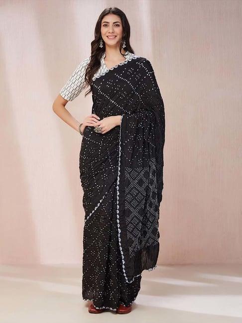 fabindia black printed saree