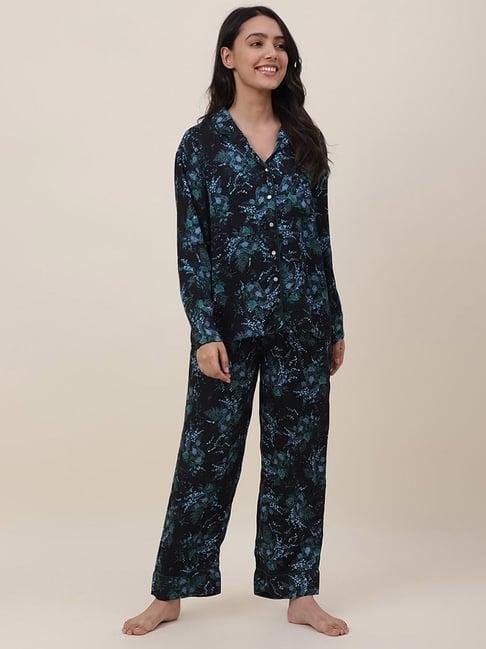 fabindia black printed shirt pyjama set