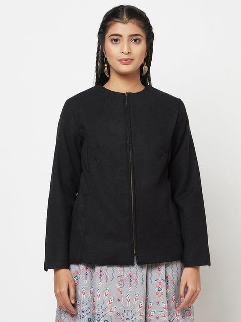 fabindia black regular fit jacket