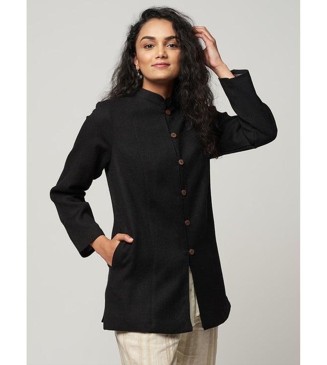 fabindia black regular fit jacket