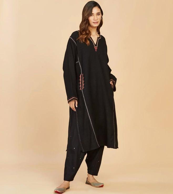 fabindia black wool ankle length salwar