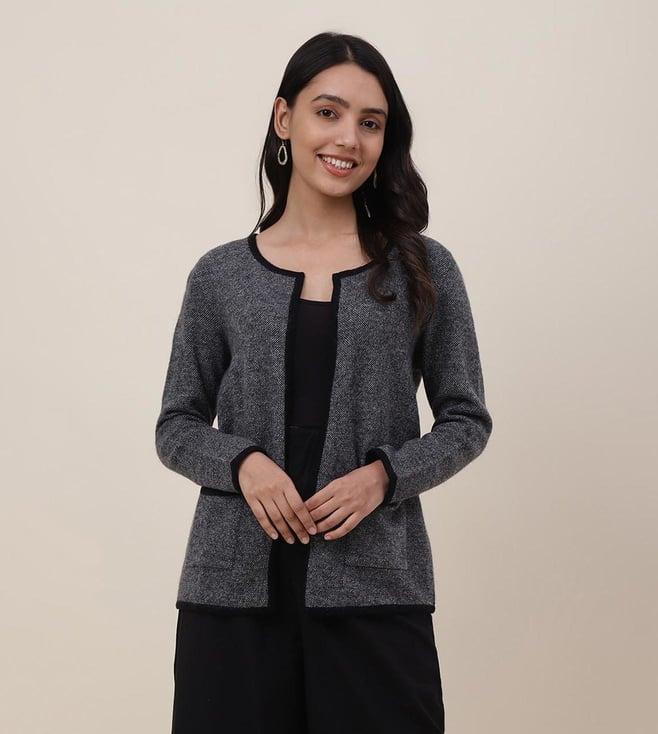 fabindia black wool woven jacket