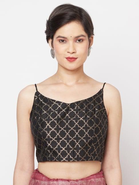 fabindia black woven pattern blouse