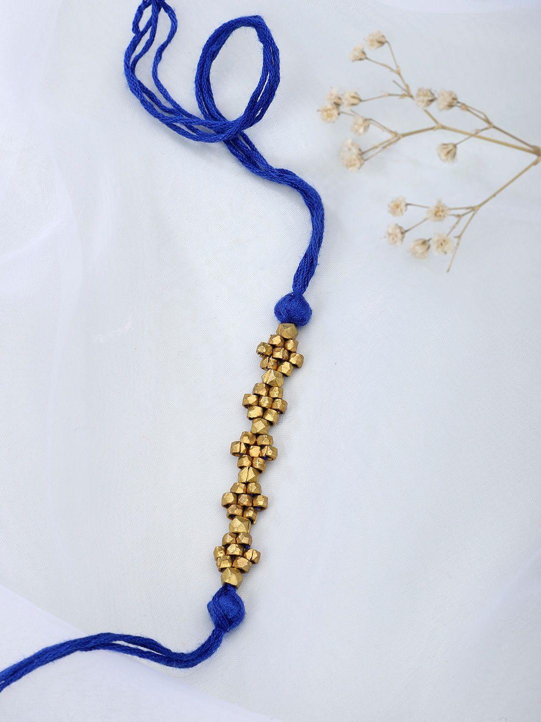 fabindia blue & gold-toned wraparound rakhi