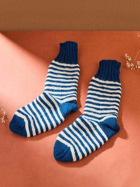 fabindia blue & white striped socks
