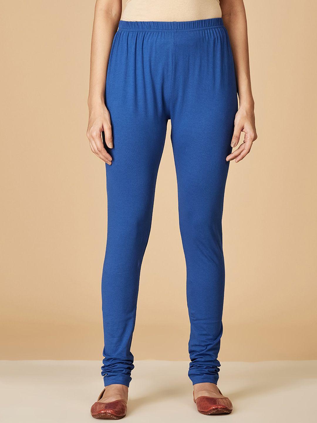 fabindia blue churidar length cotton leggings