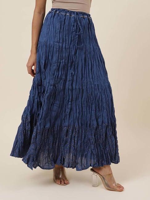 fabindia blue cotton printed skirt