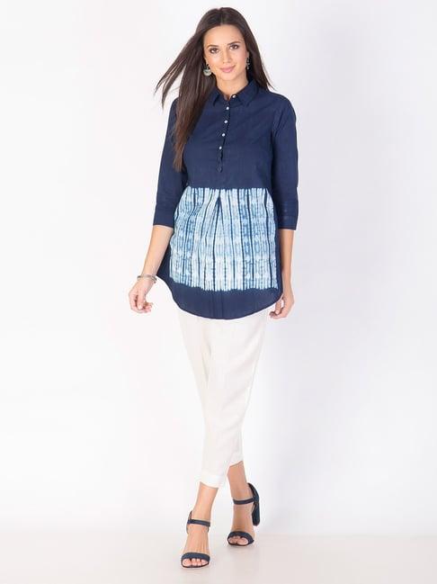 fabindia blue cotton printed tunic