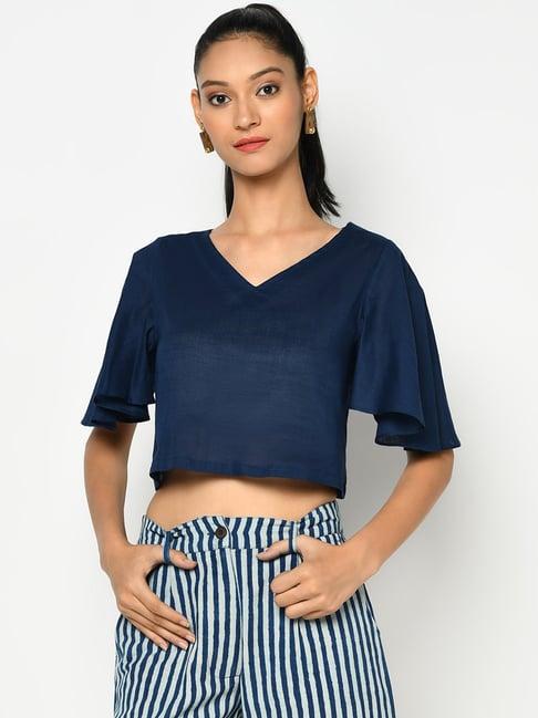 fabindia blue cotton top