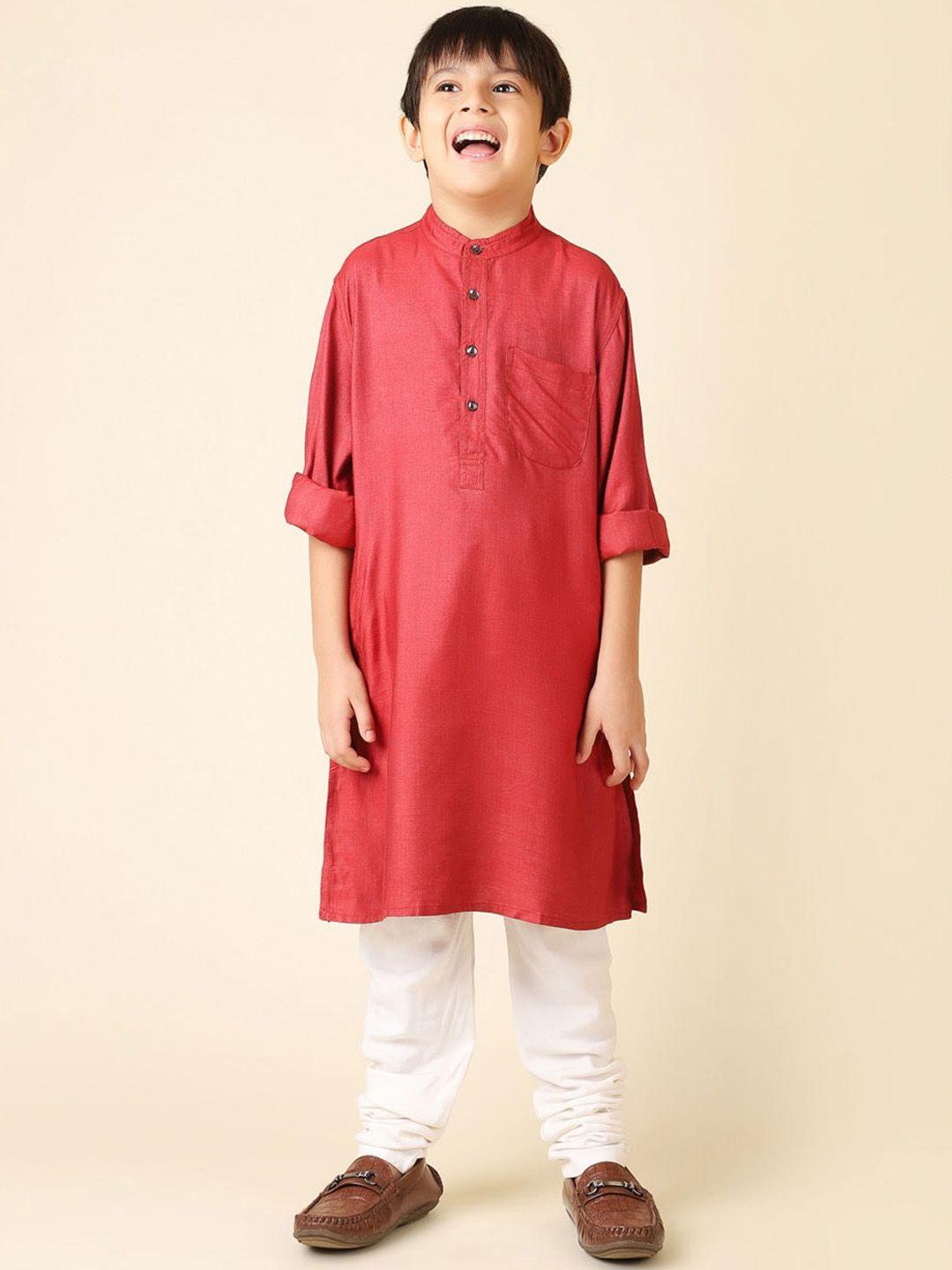 fabindia boys band collar straight kurta