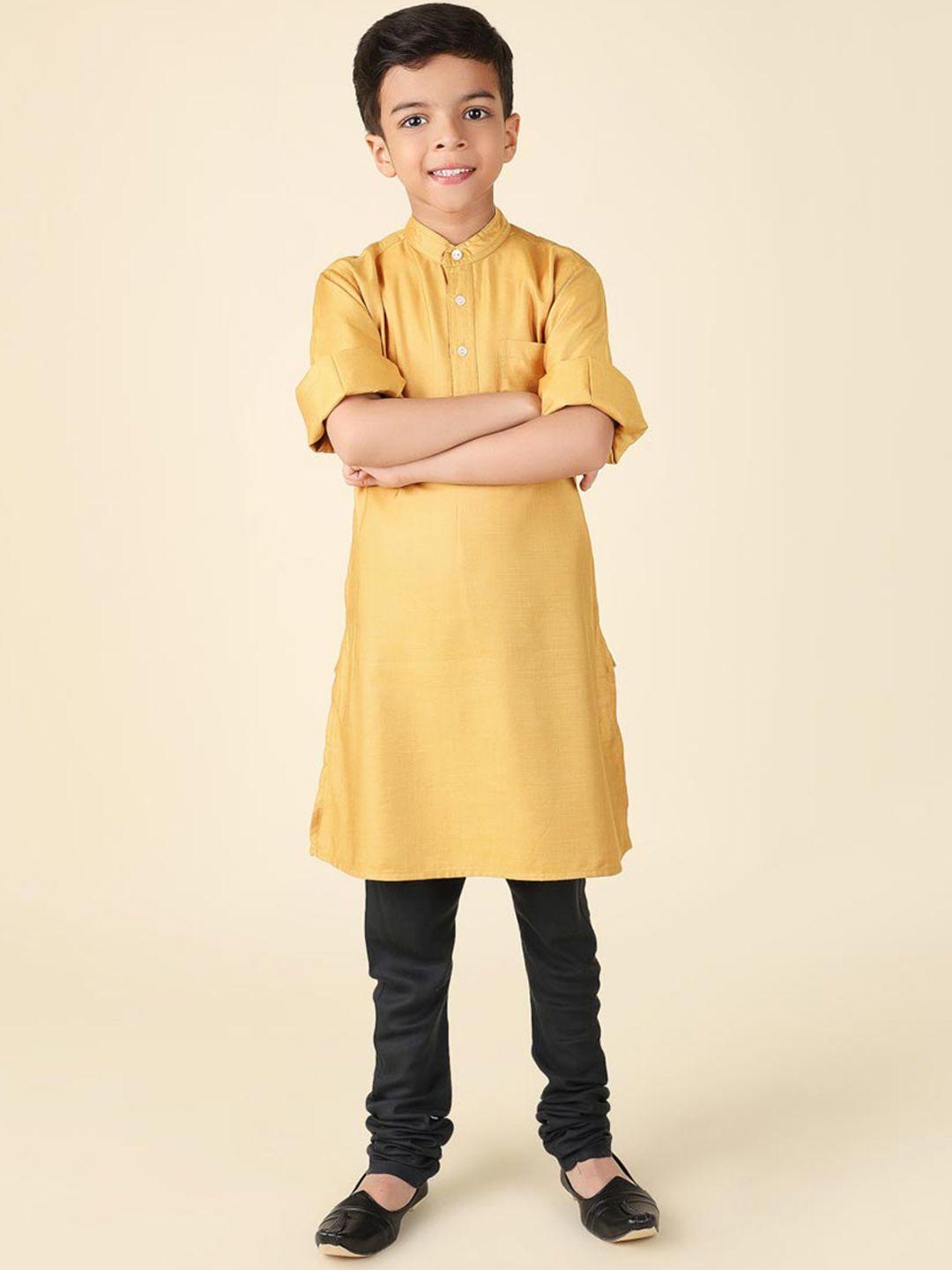 fabindia boys band collar straight kurta