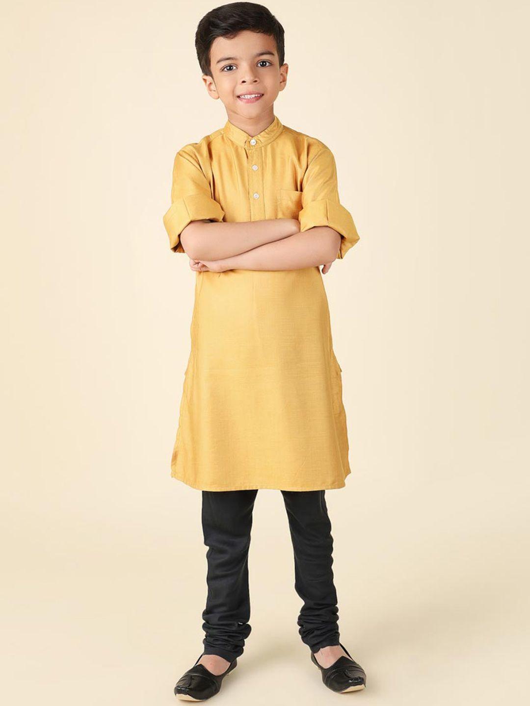 fabindia boys band collar straight kurta