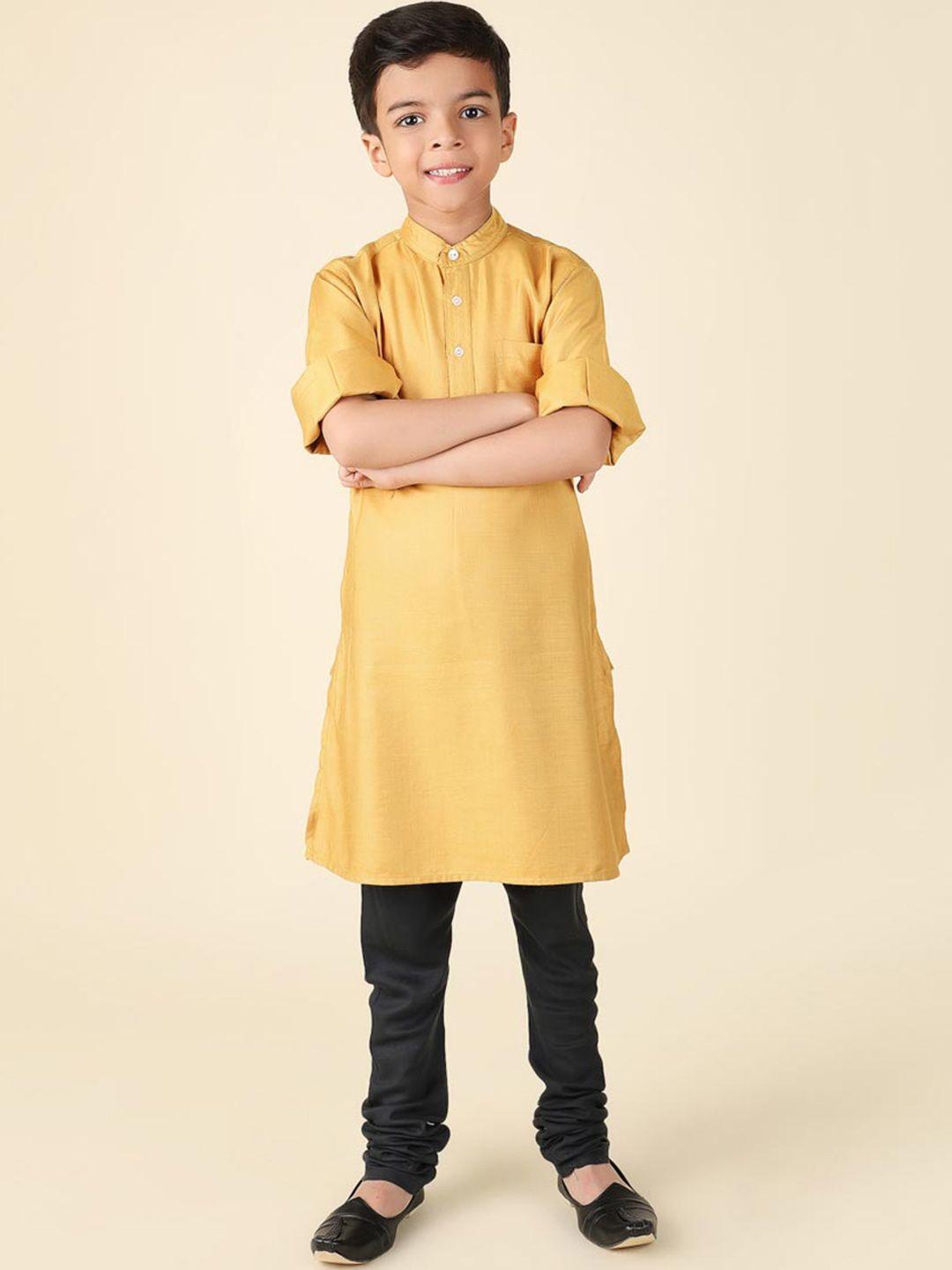 fabindia boys band collar straight kurta