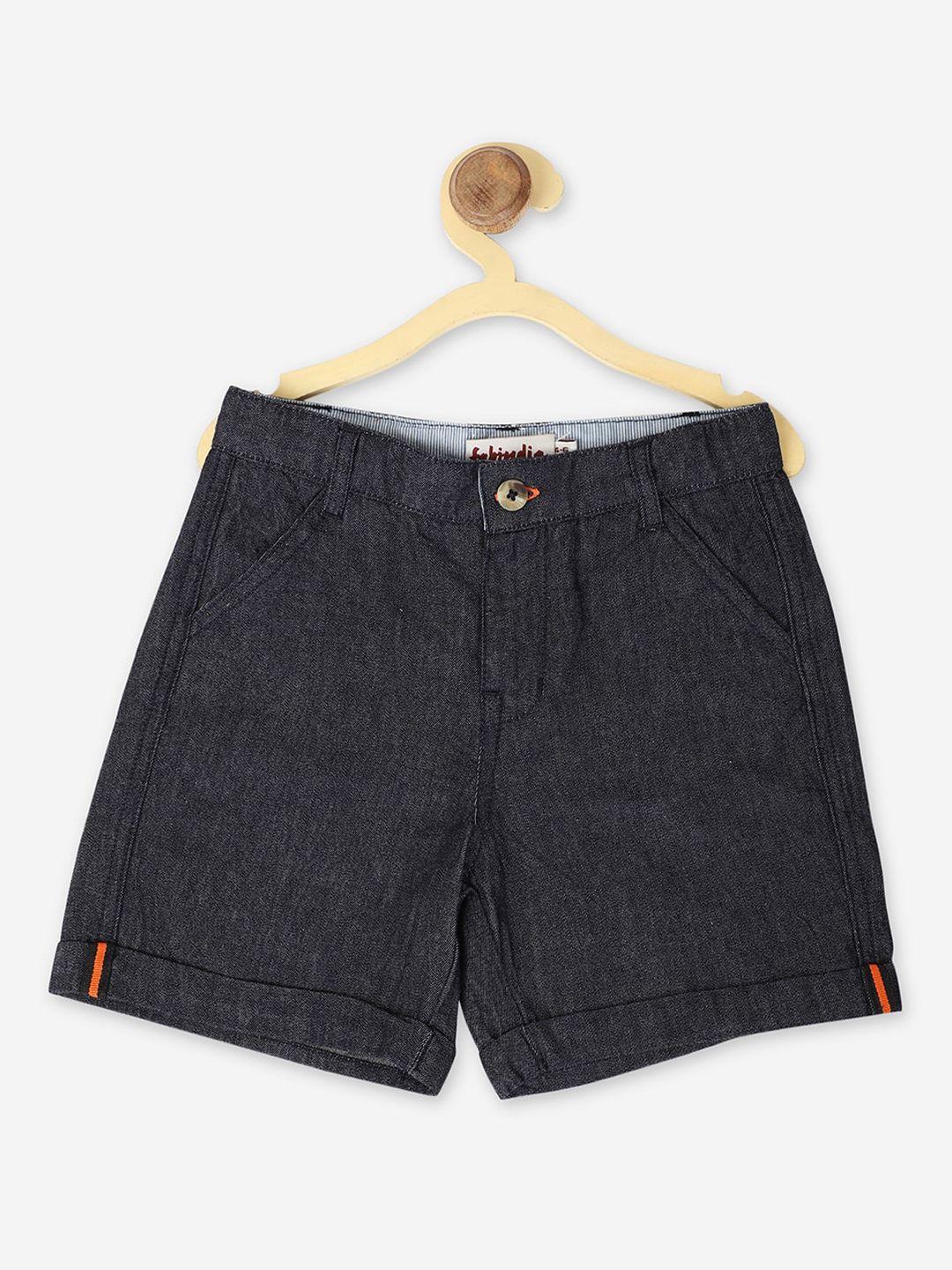 fabindia boys blue regular fit denim shorts