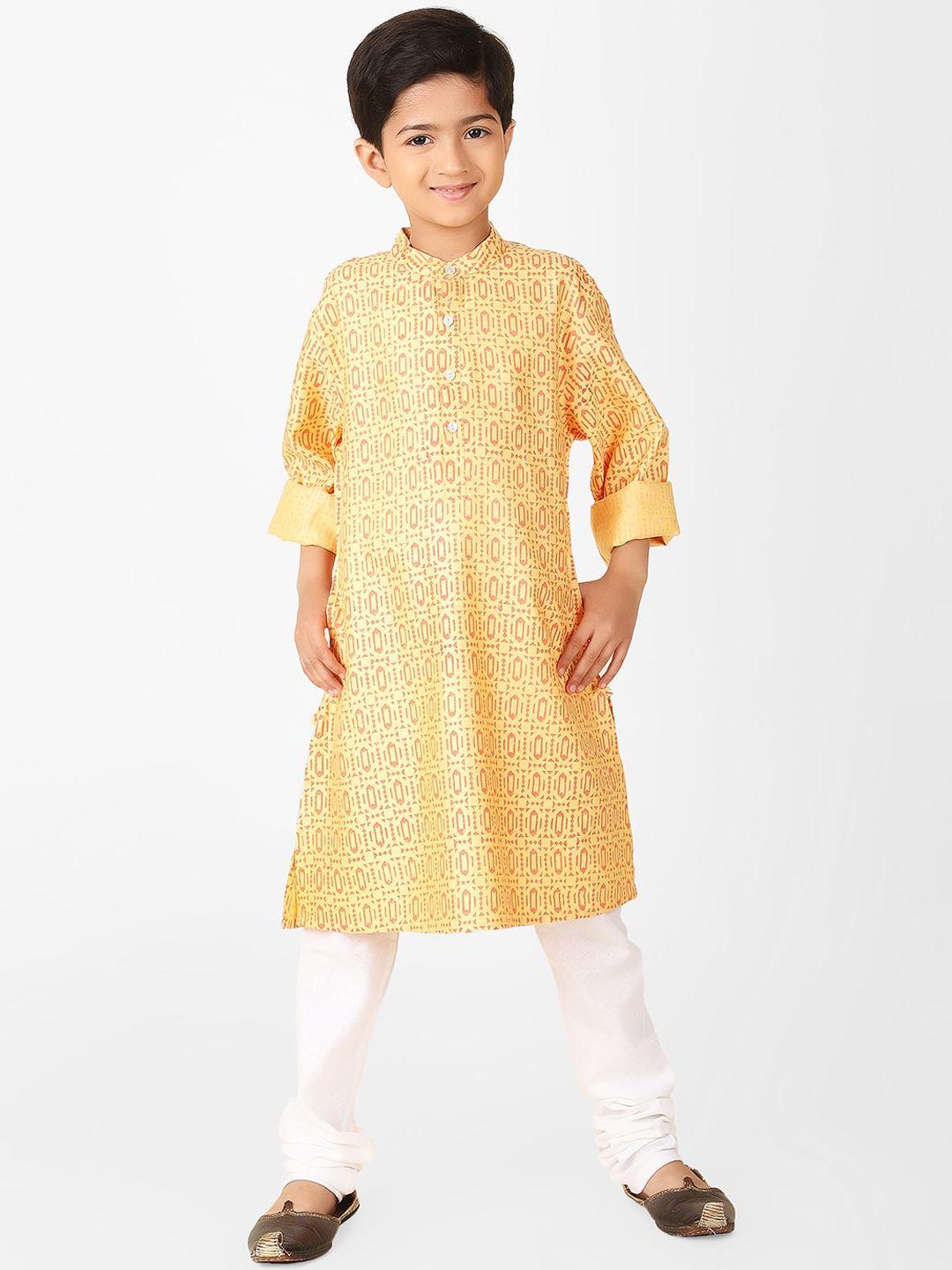 fabindia boys ethnic motifs printed mandarin collar kurta