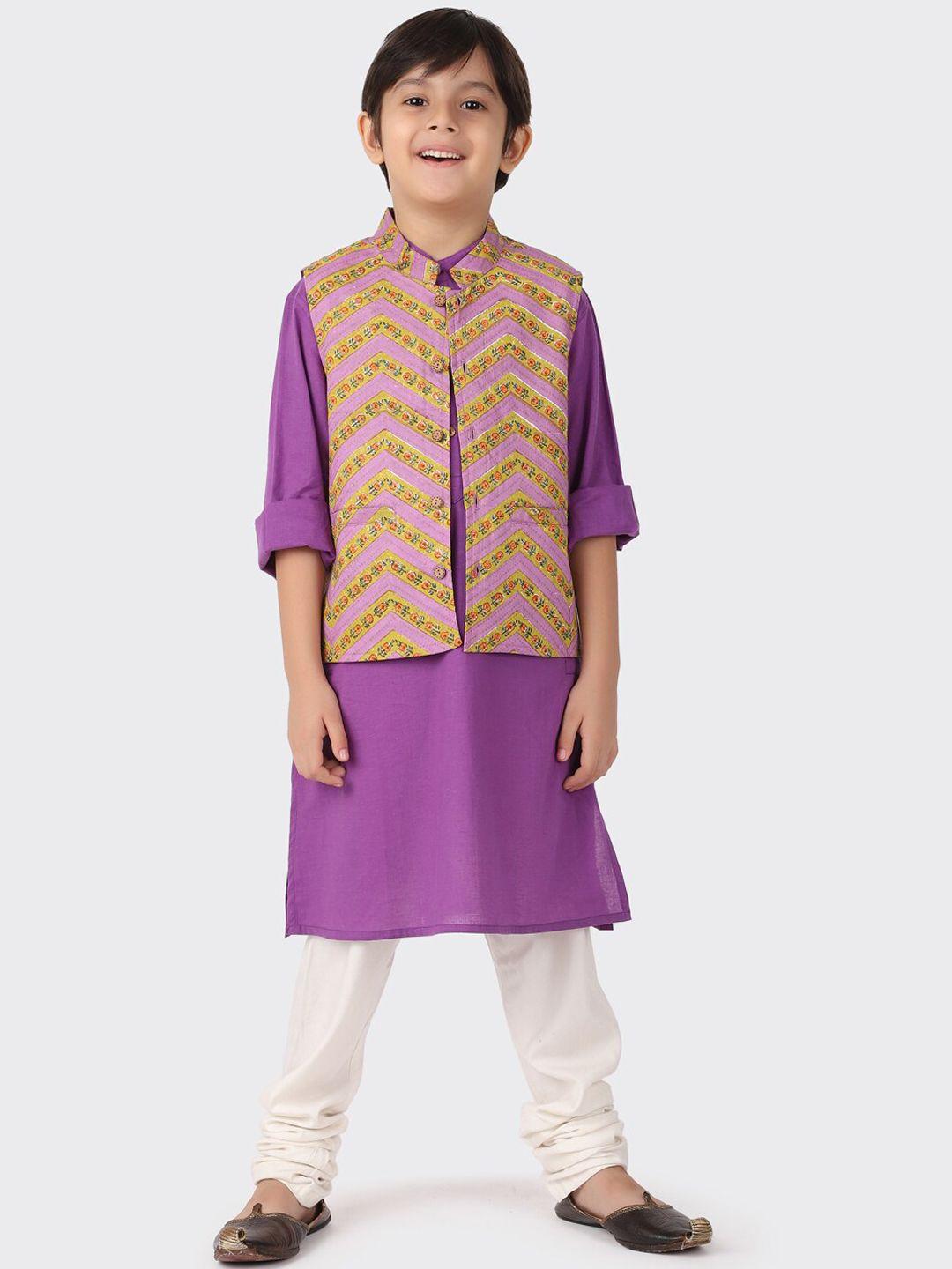 fabindia boys ethnic motifs pure cotton kurta with churidar