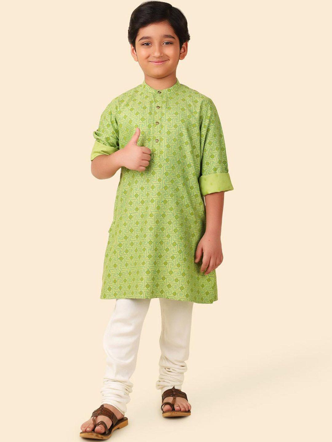 fabindia boys geometric printed kurta