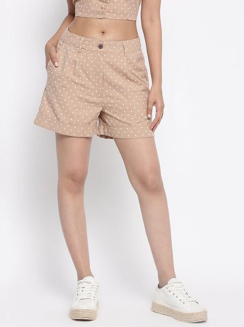 fabindia brown cotton printed shorts