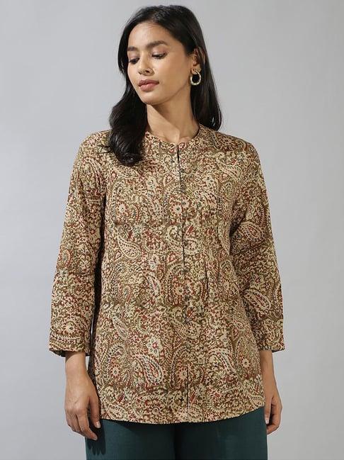 fabindia brown cotton printed tunic