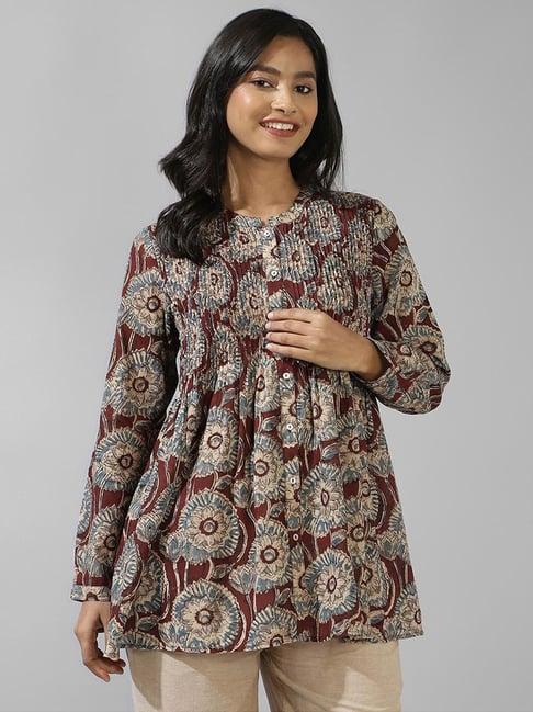 fabindia brown cotton printed tunic