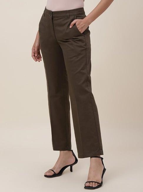 fabindia brown mid rise pants