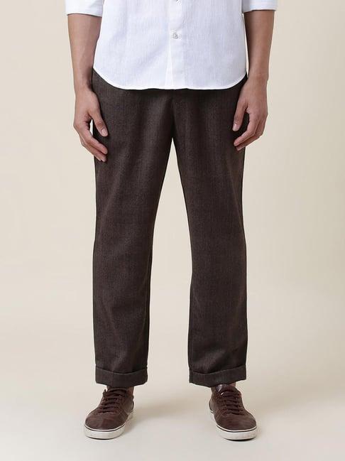 fabindia brown relaxed fit trousers