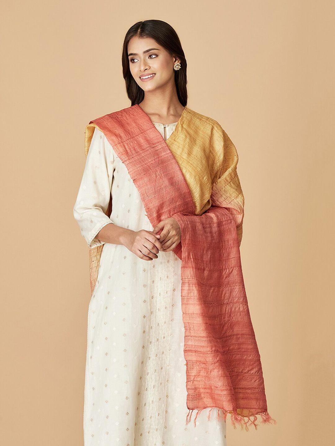 fabindia colourblocked silk dupatta