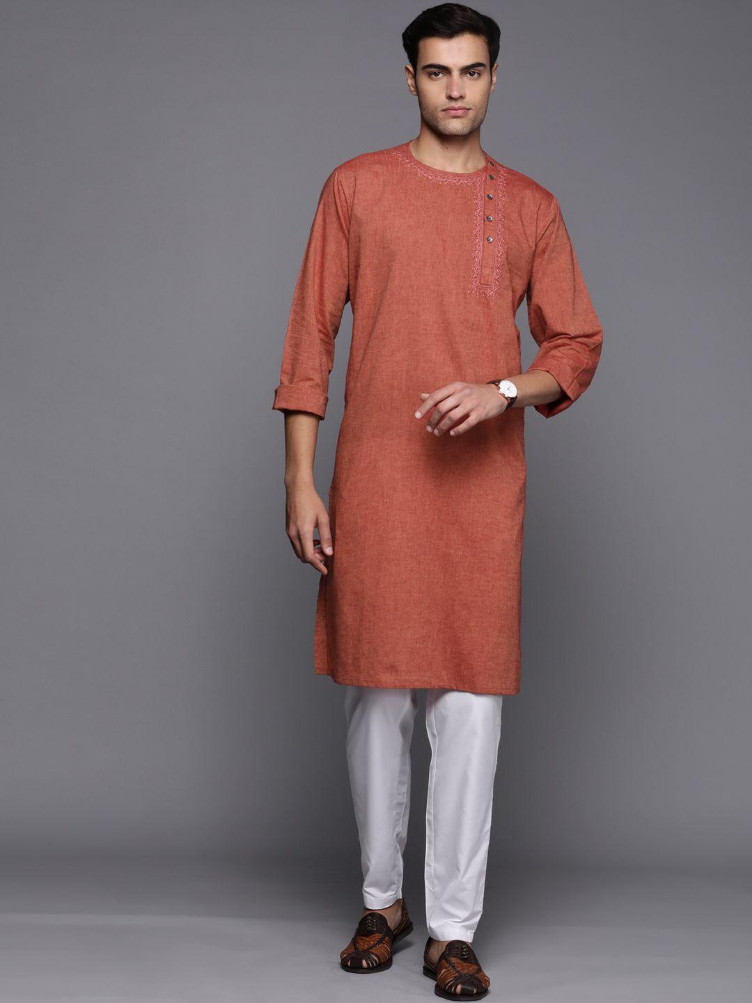 fabindia cotton chikankari detail slim fit kurta