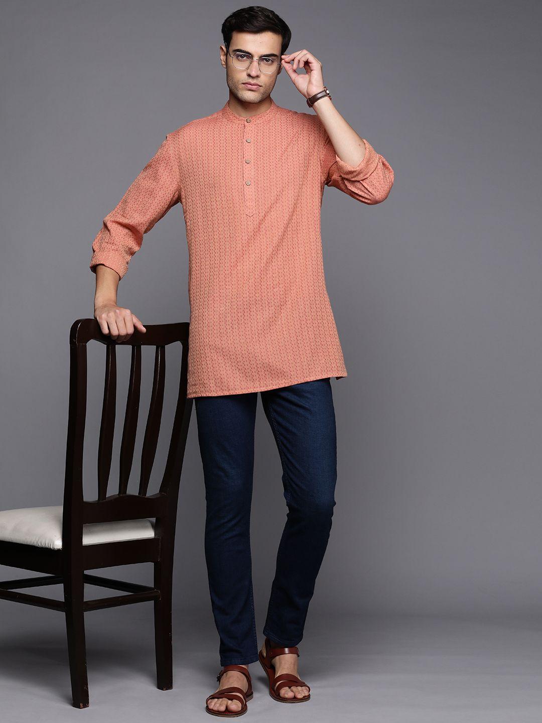 fabindia cotton dobby weave short kurta