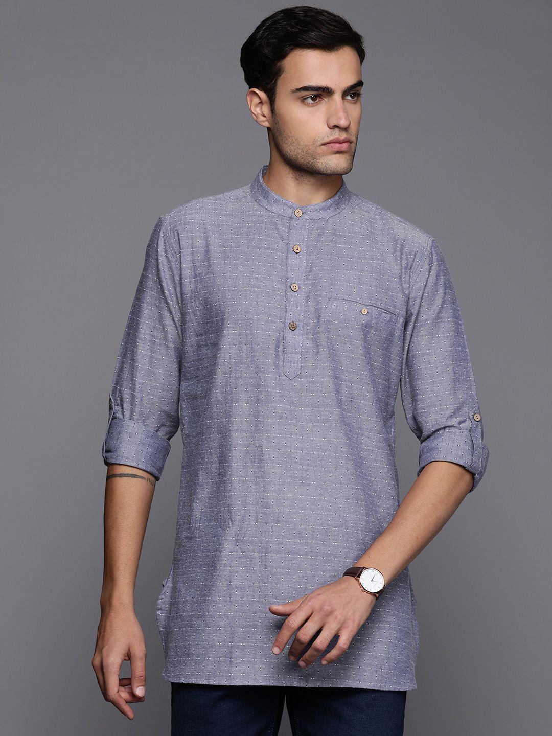 fabindia cotton dobby weave slim fit short kurta