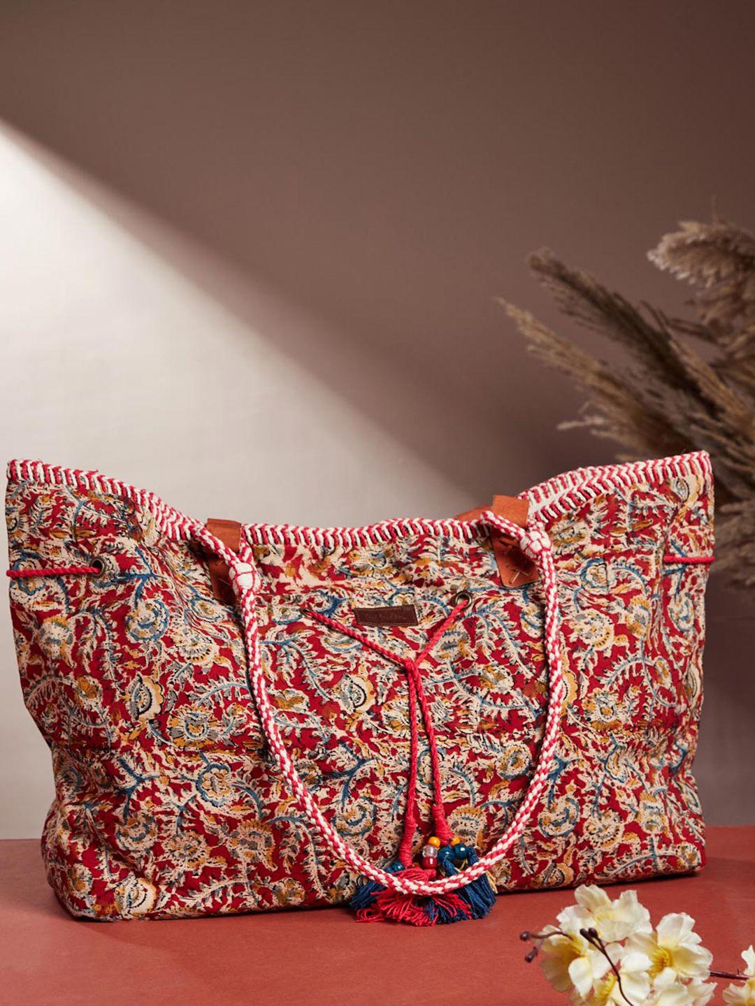fabindia cotton ethnic motifs printed bucket shoulder bag