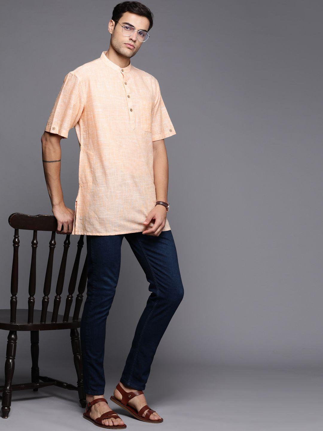 fabindia cotton regular fit short kurta