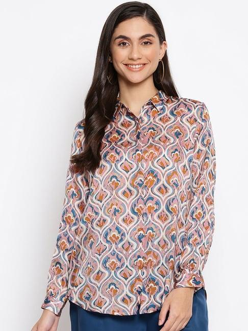 fabindia dusty pink printed shirt