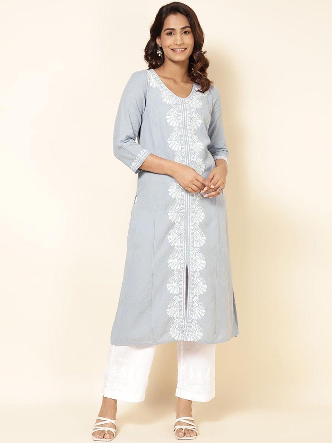 fabindia embroidered anarkali cotton kurta