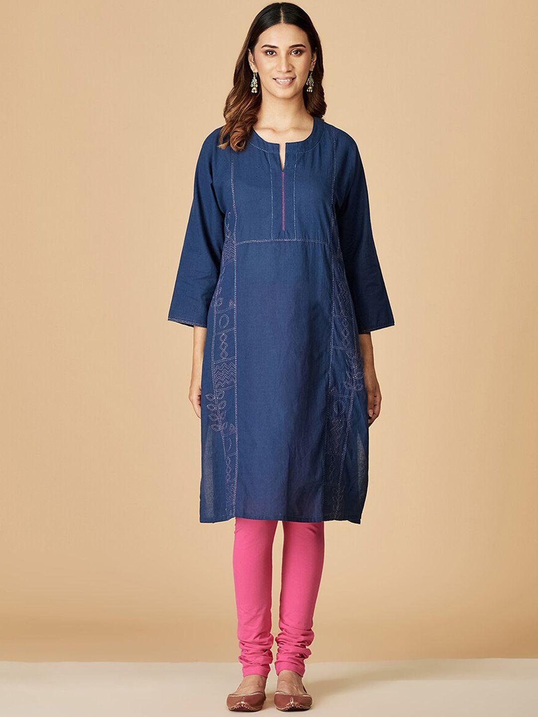 fabindia embroidered cotton straigt kurta