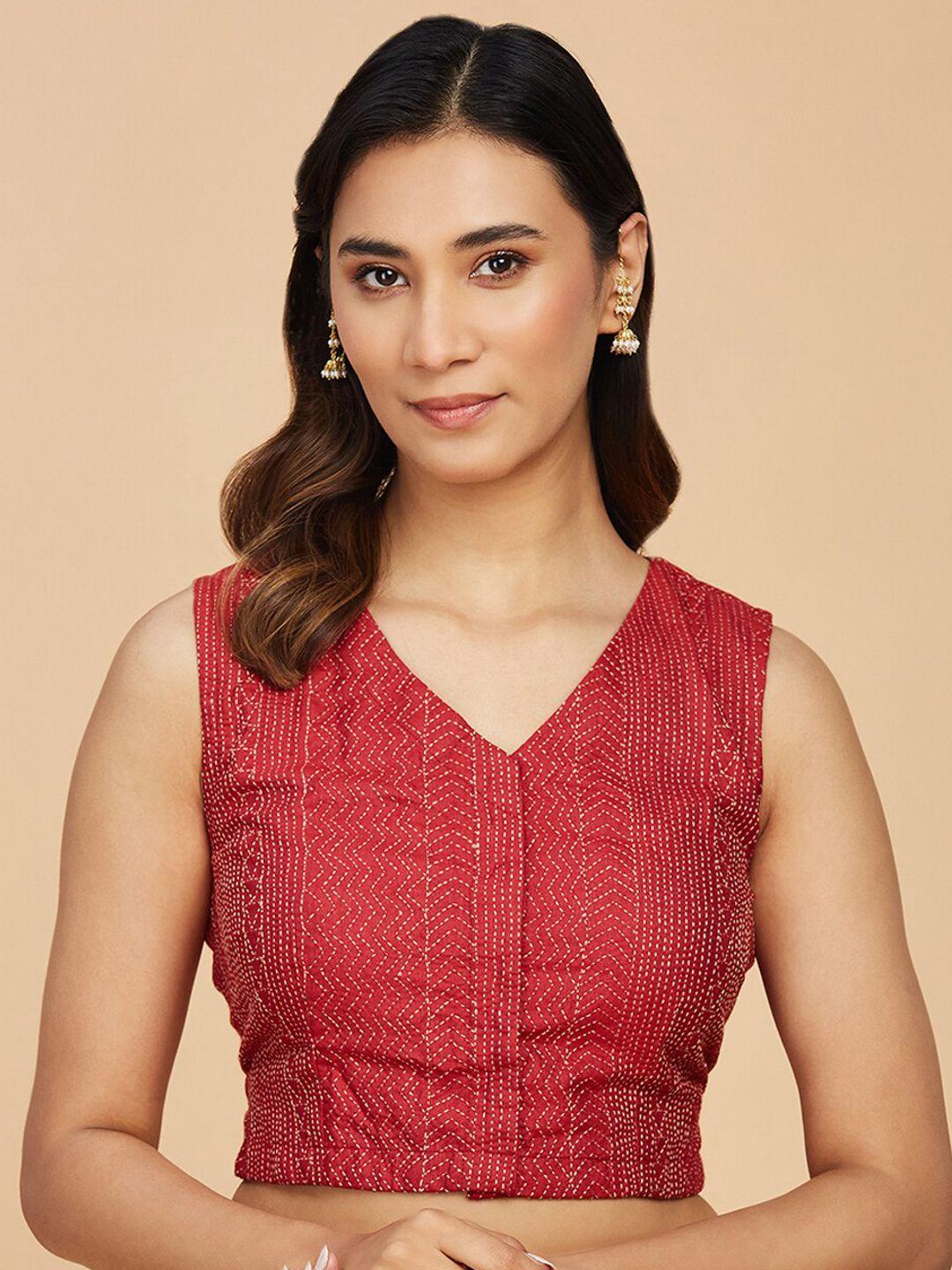 fabindia embroidered sleeveless saree blouse